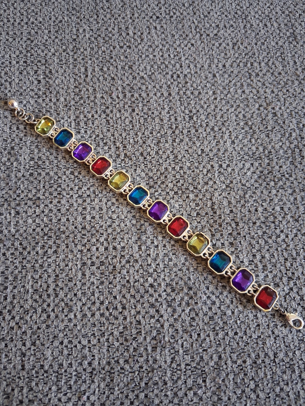 Gold Multicolor Crystal Tennis Bracelet - Women Jewelry